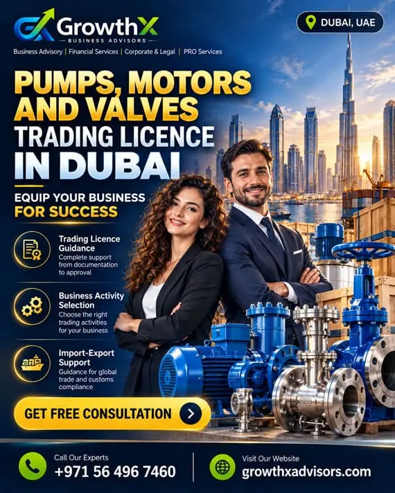 Pumps, Motors and Valves Trading Licence in Dubai
